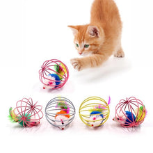 Load image into Gallery viewer, Cat Interactive Toy Stick Feather Wand With Small Bell Mouse Cage Toys Plastic Artificial Colorful Cat Teaser Toy Pet Supplies